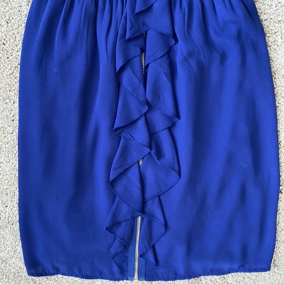 Francesca’s Bee Stitched Front Zip/Ruffle Mini Dress - Picture 3 of 9